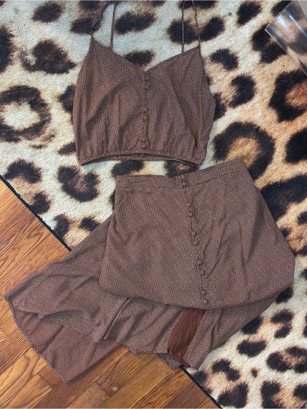 Abercrombie & Fitch Brown Button-Front Midi Skirt Set X Small - Picture 8 of 8